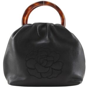 Chanel CHANEL Round Handle Bag Handbag Camellia Lambskin x Leather Made in It...